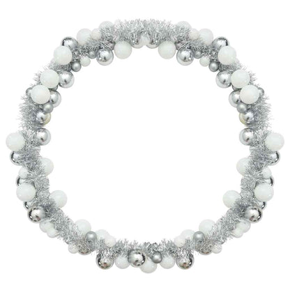 Ghirlanda di Palline di Natale Bianco e Argento 186 cm