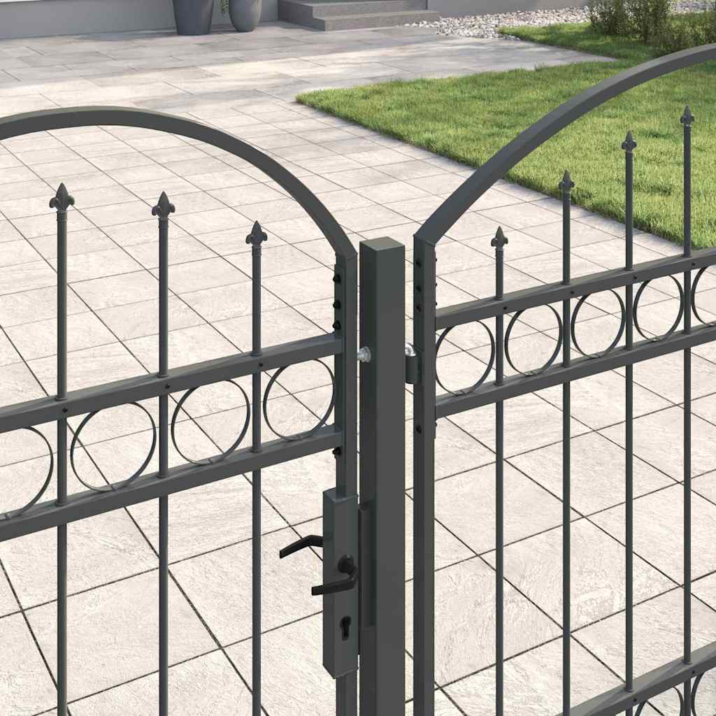 Cancello da Giardino con Parte Superiore Arcuata Grigio