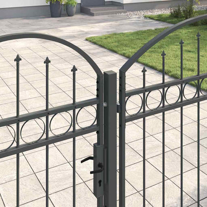 Cancello da Giardino con Parte Superiore Arcuata Grigio