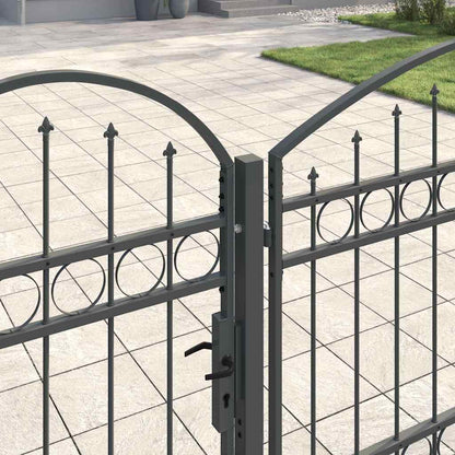 Cancello da Giardino con Parte Superiore Arcuata Grigio