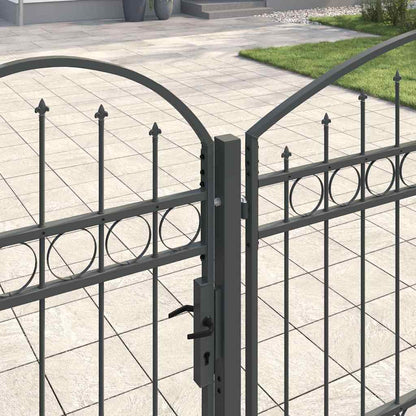 Cancello da Giardino con Parte Superiore Arcuata Grigio