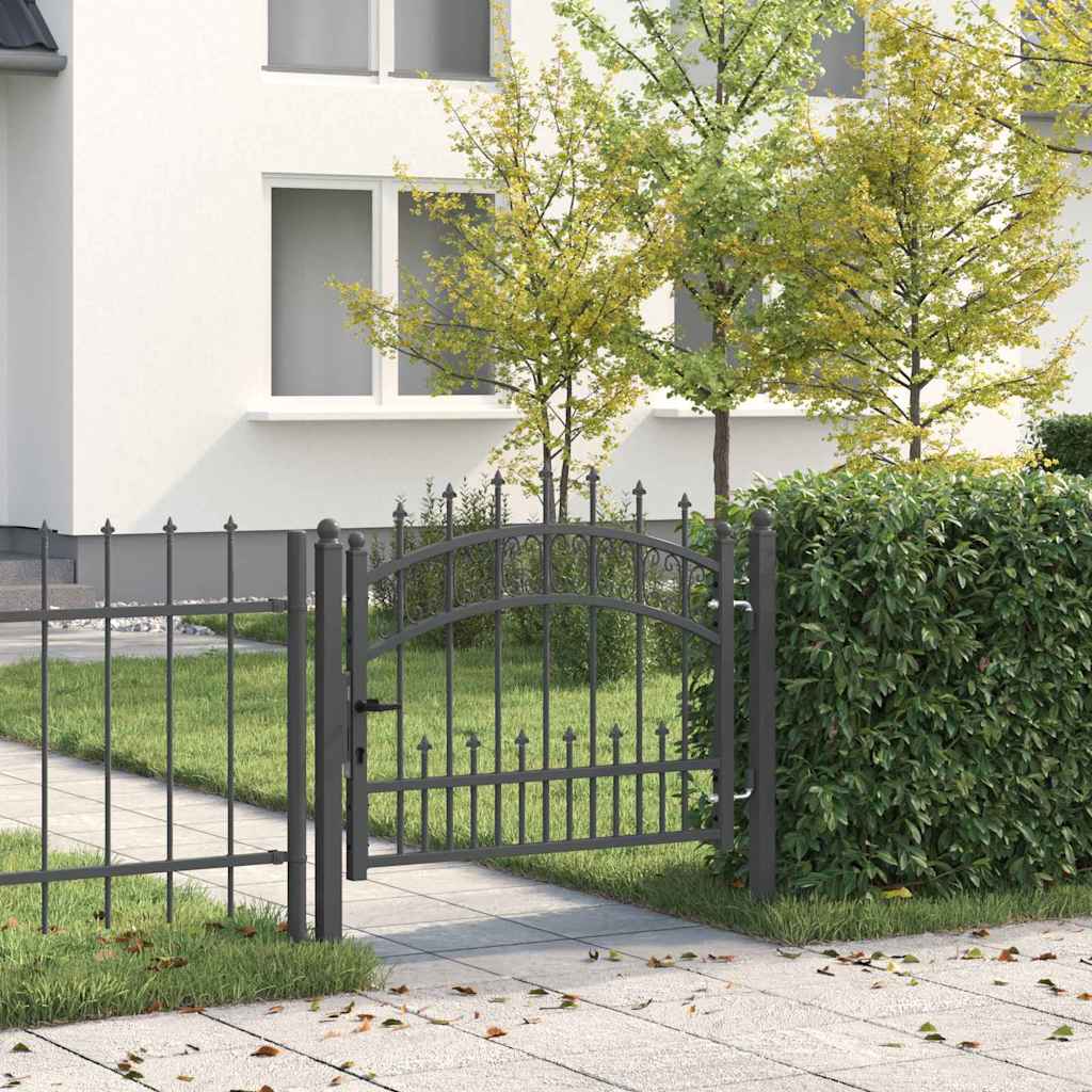 Cancello con Punta a Lancia Grigio 103 x 75 cm Acciaio