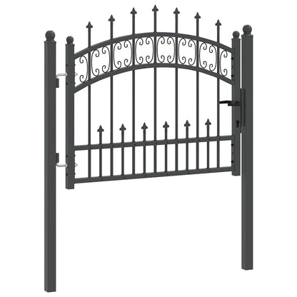 Cancello con Punta a Lancia Grigio 103 x 75 cm Acciaio