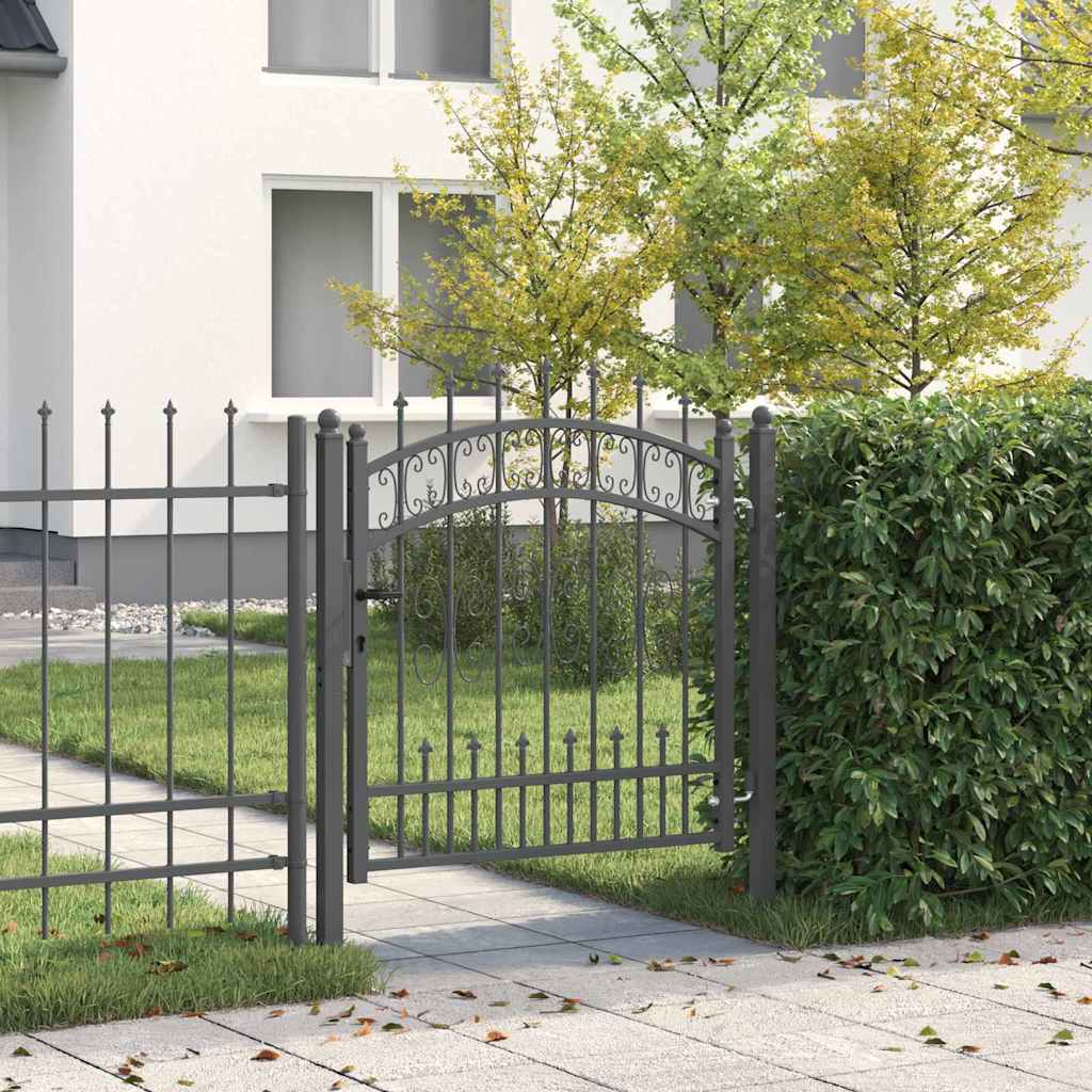 Cancello con Punta a Lancia Grigio 103 x 100 cm Acciaio