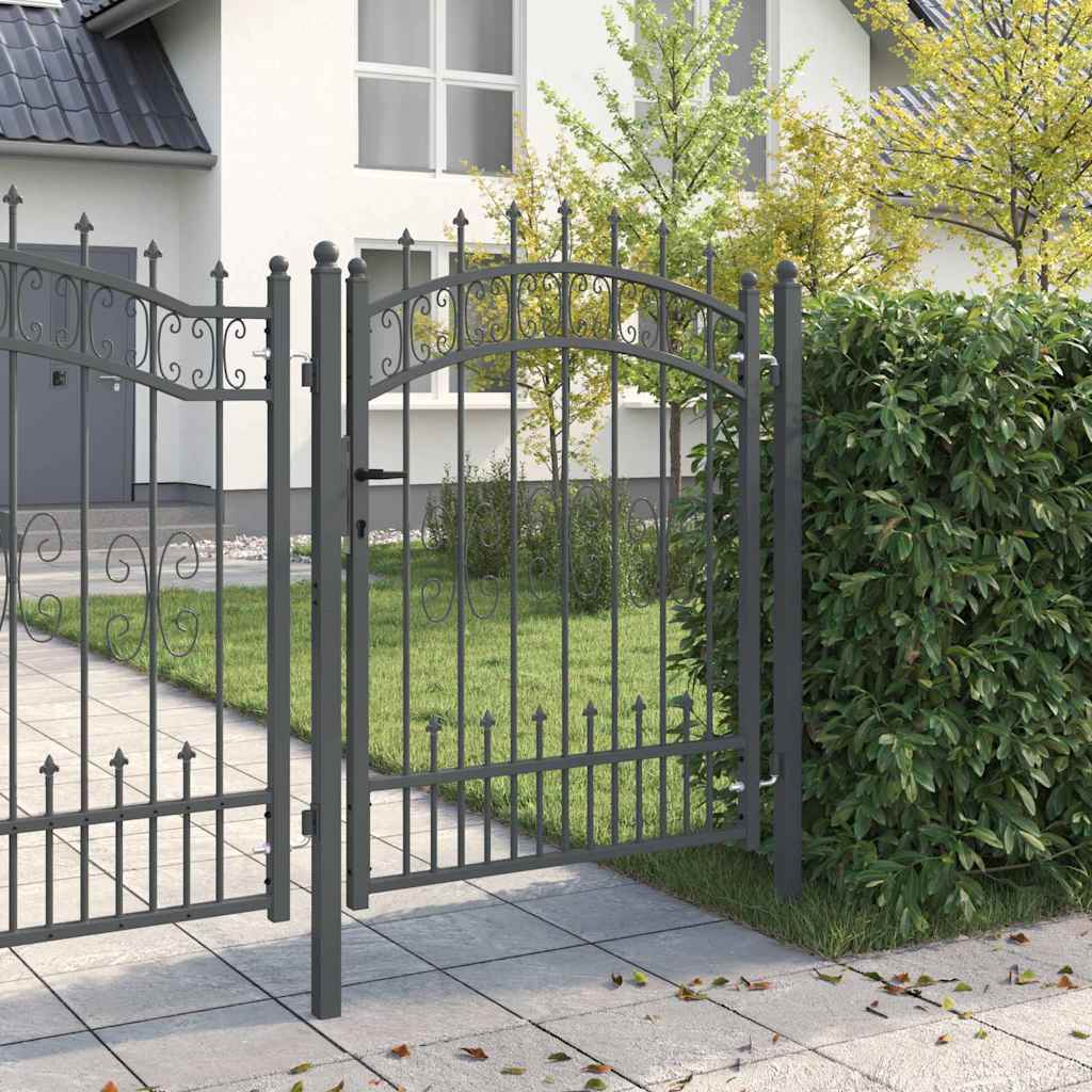 Cancello con Punta a Lancia Grigio 103 x 175 cm Acciaio