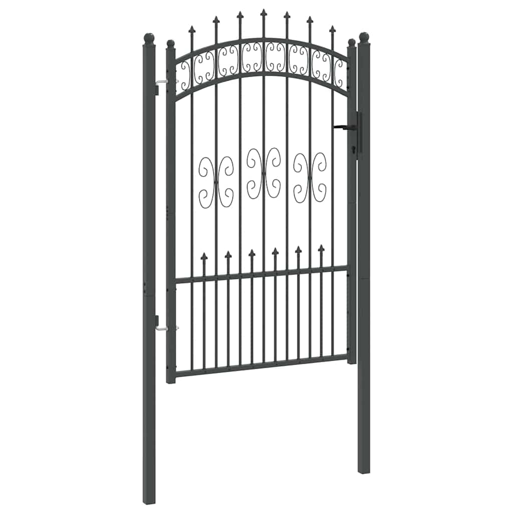 Cancello con Punta a Lancia Grigio 103 x 200 cm Acciaio