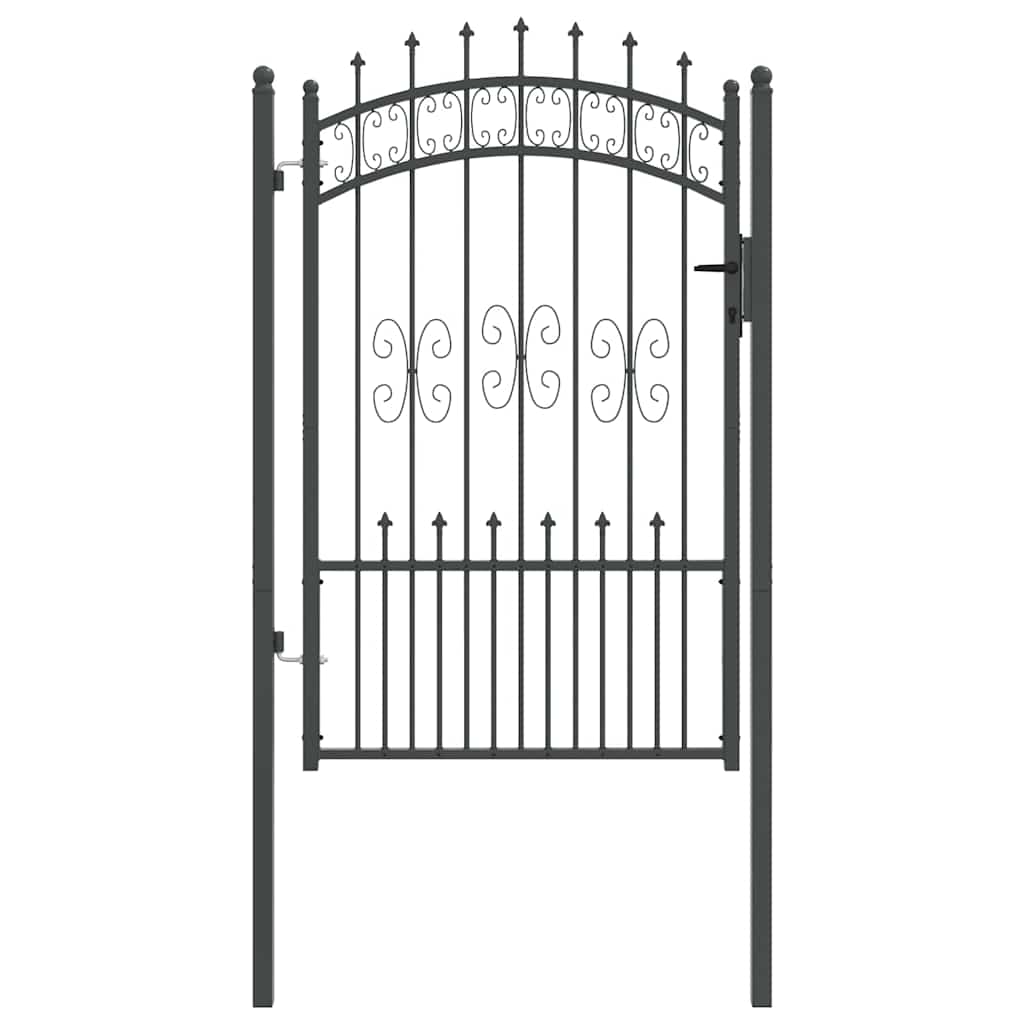 Cancello con Punta a Lancia Grigio 103 x 200 cm Acciaio