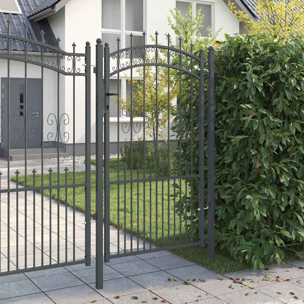 Cancello con Punta a Lancia Grigio 103 x 175 cm Acciaio