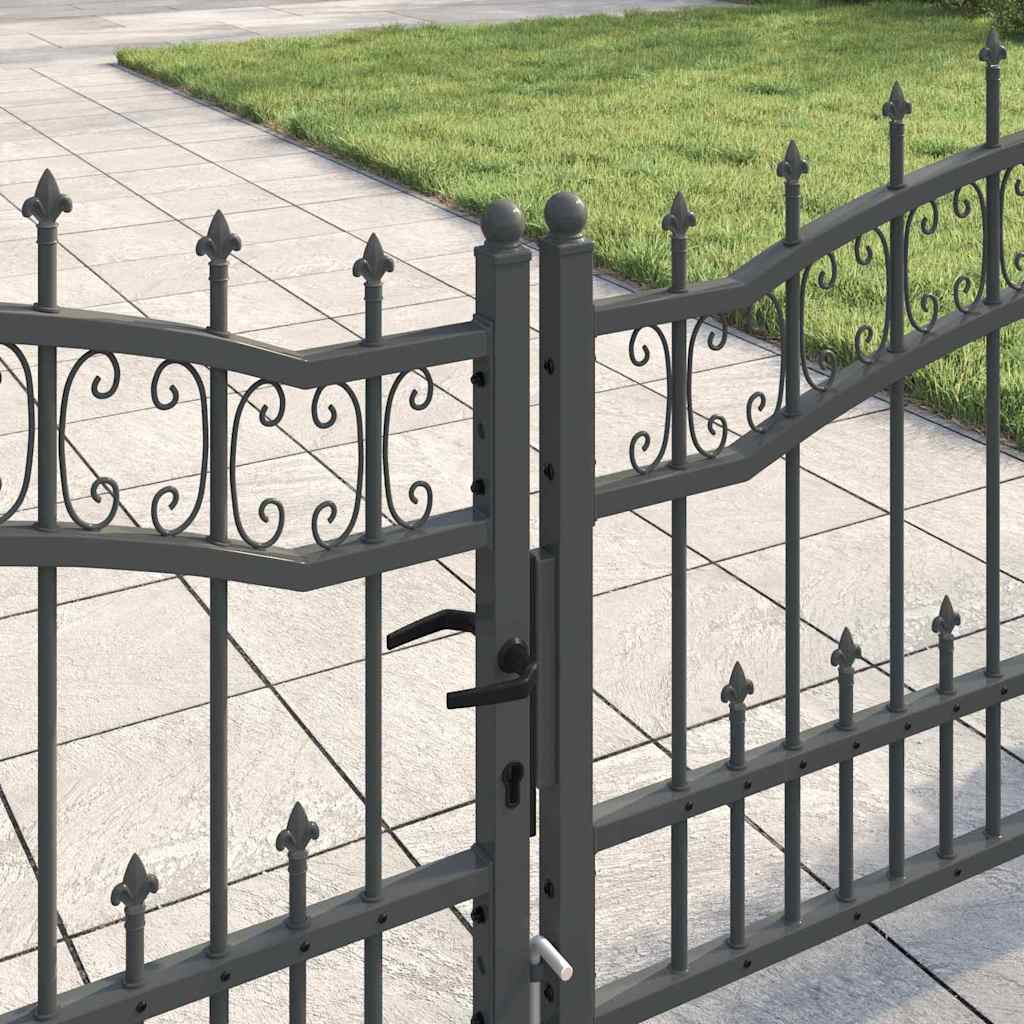 Cancello con Punta a Lancia Grigio 305 x 75 cm Acciaio