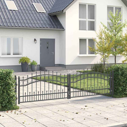 Cancello con Punta a Lancia Grigio 305 x 75 cm Acciaio