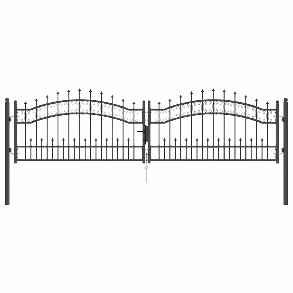 Cancello con Punta a Lancia Grigio 305 x 75 cm Acciaio