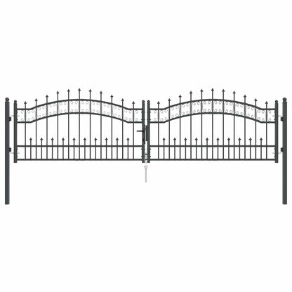 Cancello con Punta a Lancia Grigio 305 x 75 cm Acciaio