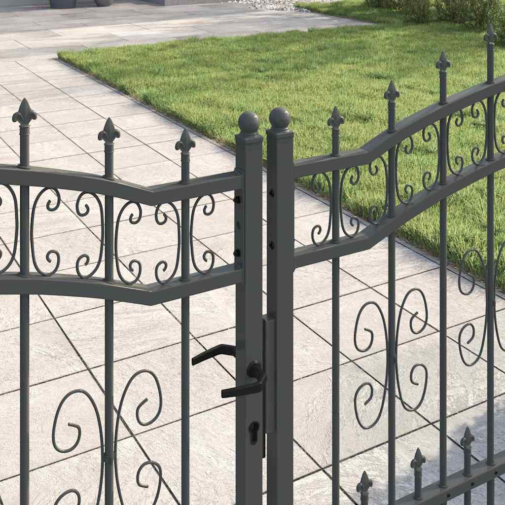 Cancello con Punta a Lancia Grigio 305 x 100 cm Acciaio