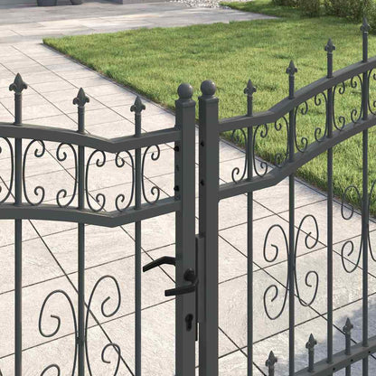 Cancello con Punta a Lancia Grigio 305 x 100 cm Acciaio