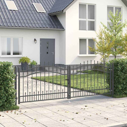 Cancello con Punta a Lancia Grigio 305 x 100 cm Acciaio