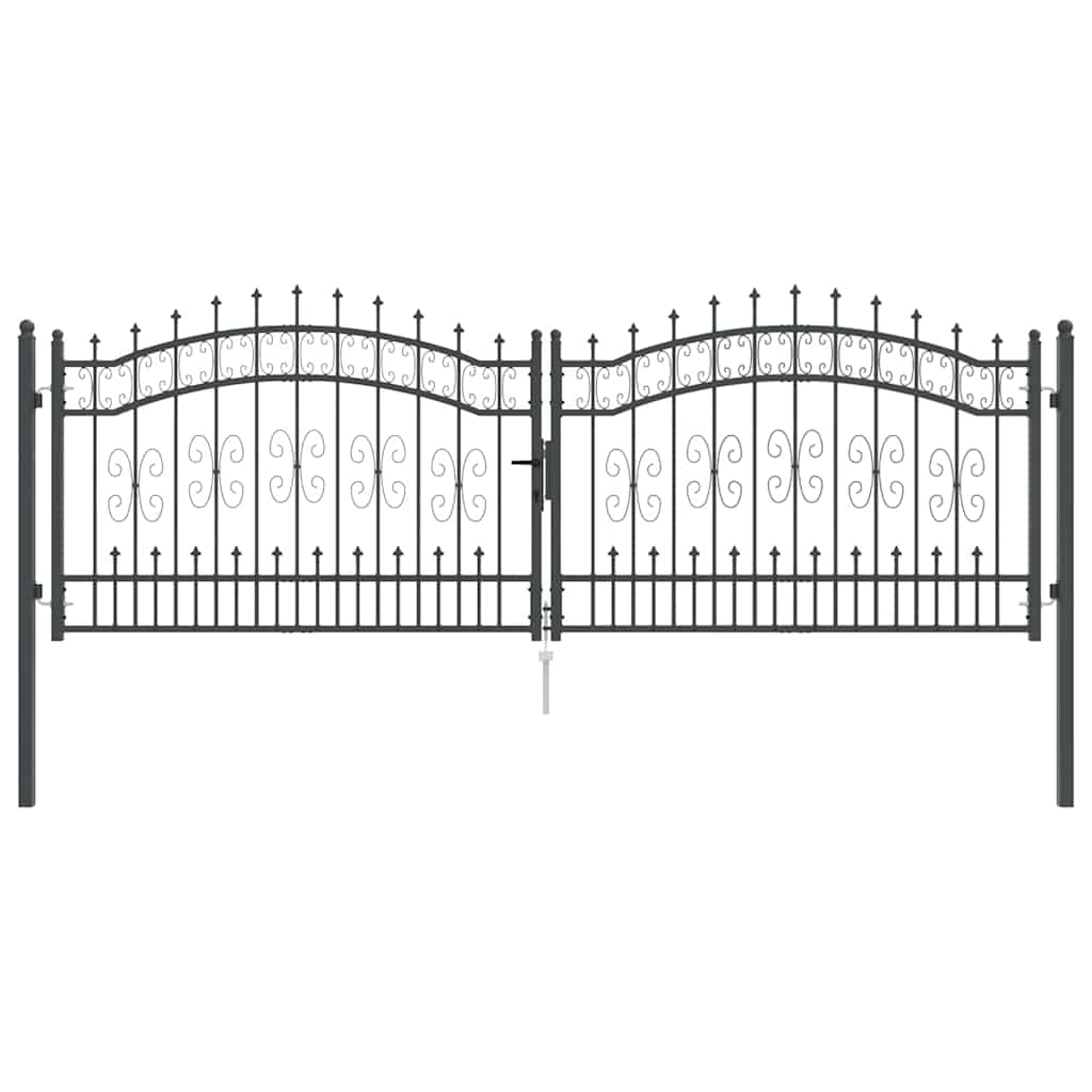 Cancello con Punta a Lancia Grigio 305 x 100 cm Acciaio