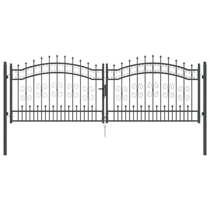 Cancello con Punta a Lancia Grigio 305 x 100 cm Acciaio