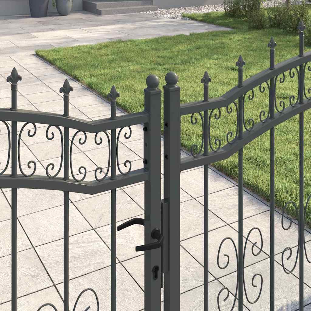Cancello con Punta a Lancia Grigio 305 x 125 cm Acciaio