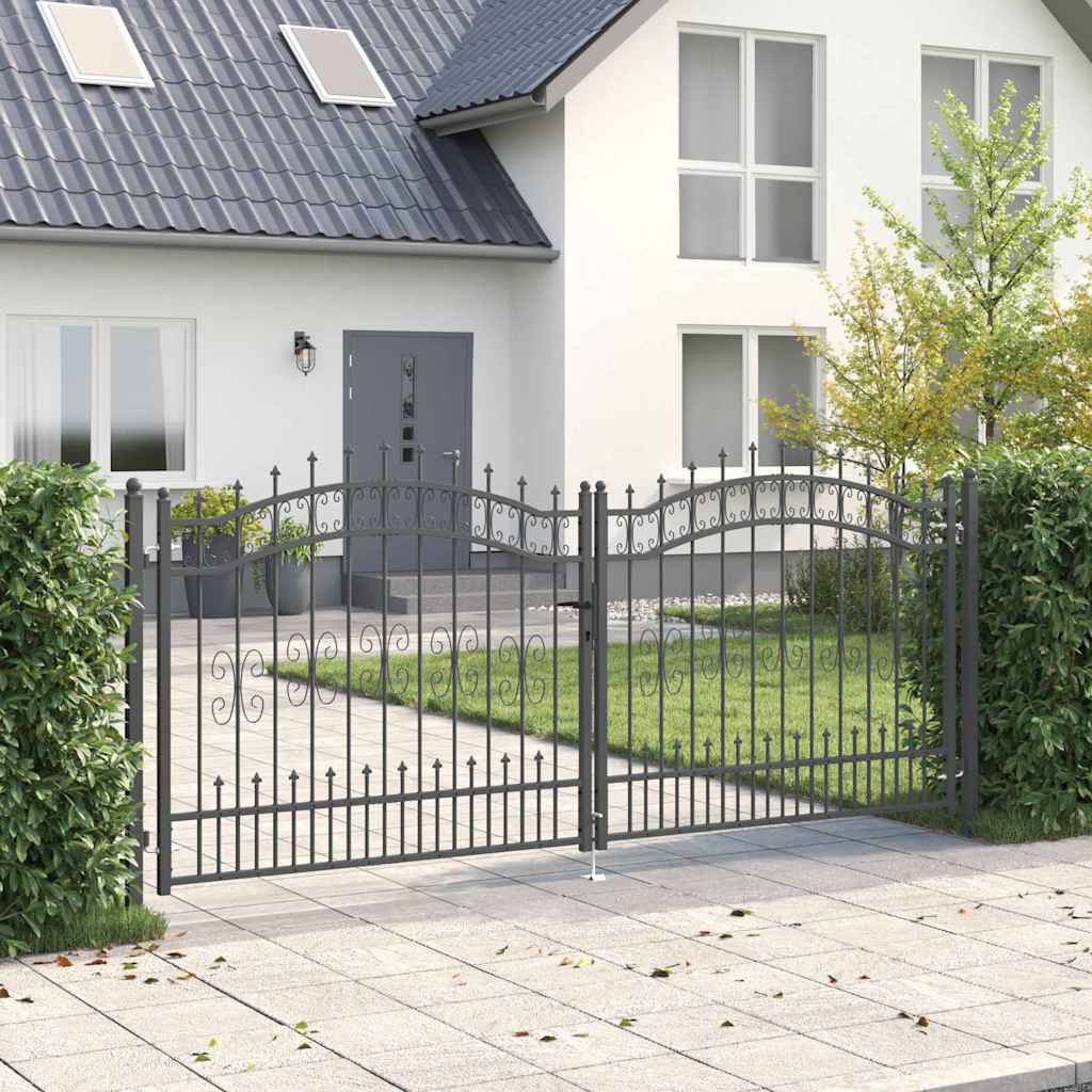 Cancello con Punta a Lancia Grigio 305 x 125 cm Acciaio