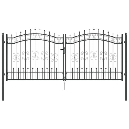 Cancello con Punta a Lancia Grigio 305 x 125 cm Acciaio