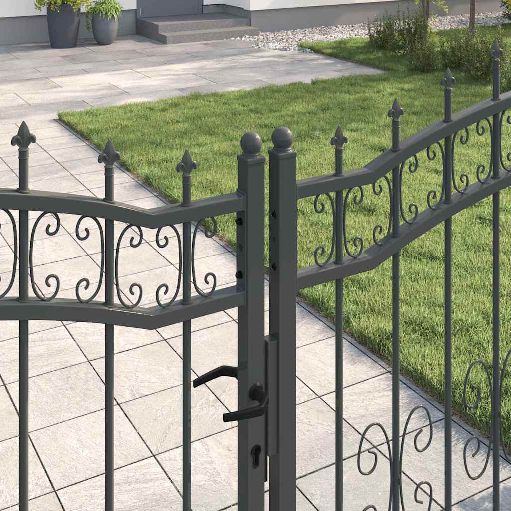 Cancello con Punta a Lancia Grigio 305 x 150 cm Acciaio