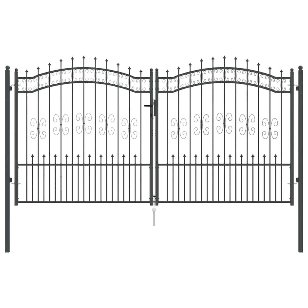 Cancello con Punta a Lancia Grigio 305 x 150 cm Acciaio