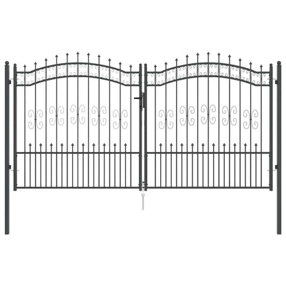 Cancello con Punta a Lancia Grigio 305 x 150 cm Acciaio