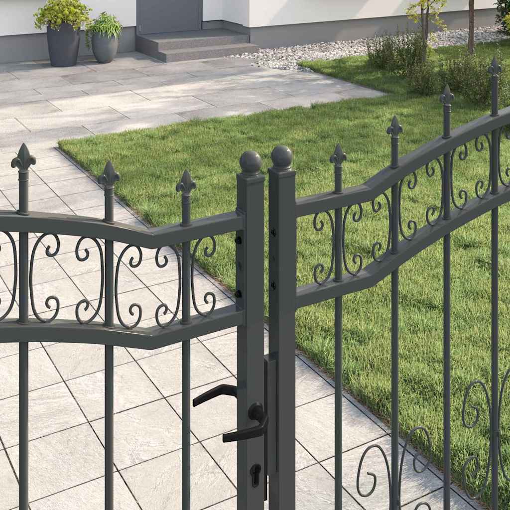 Cancello con Punta a Lancia Grigio 305 x 175 cm Acciaio