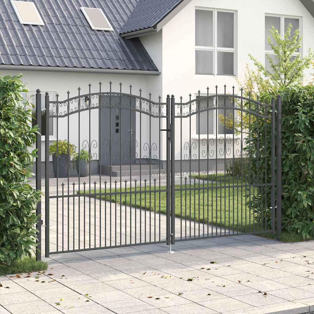 Cancello con Punta a Lancia Grigio 305 x 175 cm Acciaio