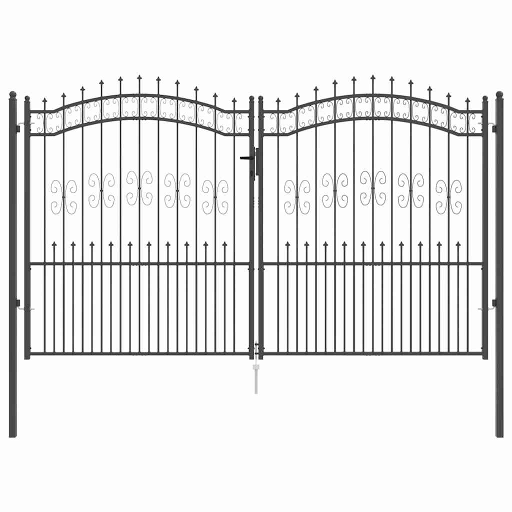 Cancello con Punta a Lancia Grigio 305 x 175 cm Acciaio