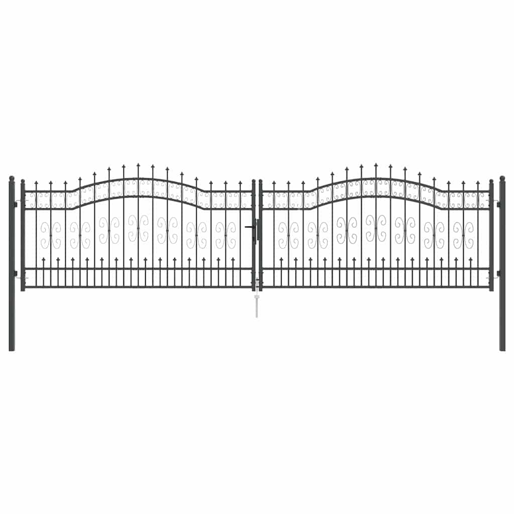 Cancello con Punta a Lancia Grigio 404 x 100 cm Acciaio