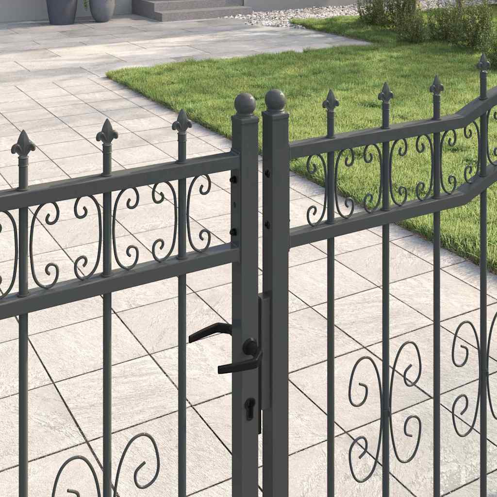 Cancello con Punta a Lancia Grigio 404 x 125 cm Acciaio