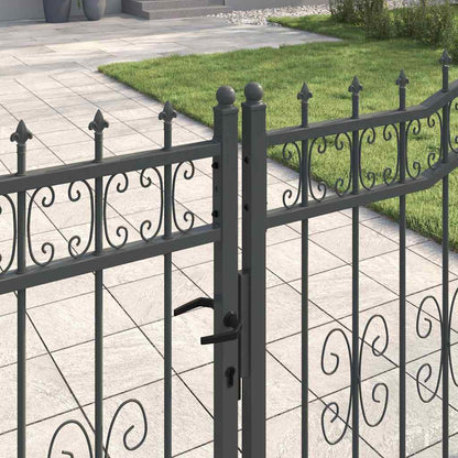 Cancello con Punta a Lancia Grigio 404 x 125 cm Acciaio