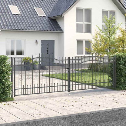 Cancello con Punta a Lancia Grigio 404 x 125 cm Acciaio