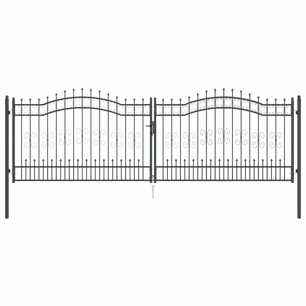 Cancello con Punta a Lancia Grigio 404 x 125 cm Acciaio
