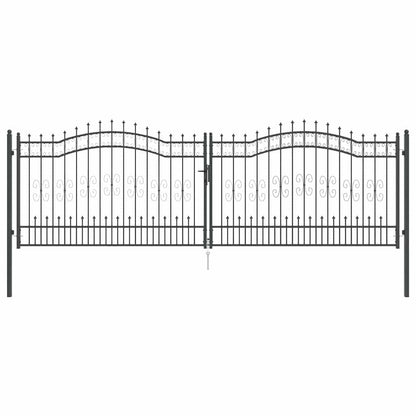 Cancello con Punta a Lancia Grigio 404 x 125 cm Acciaio