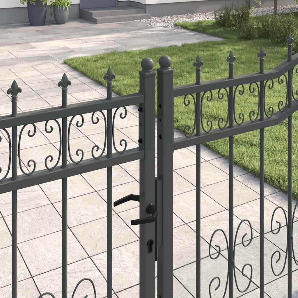 Cancello con Punta a Lancia Grigio 404 x 150 cm Acciaio