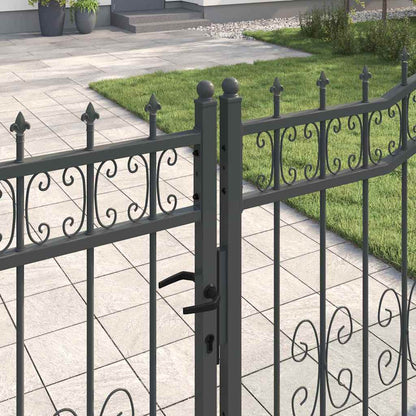 Cancello con Punta a Lancia Grigio 404 x 150 cm Acciaio