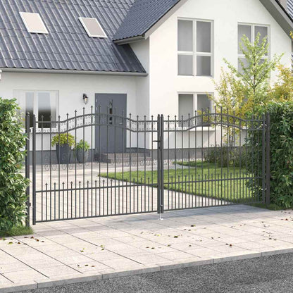 Cancello con Punta a Lancia Grigio 404 x 150 cm Acciaio