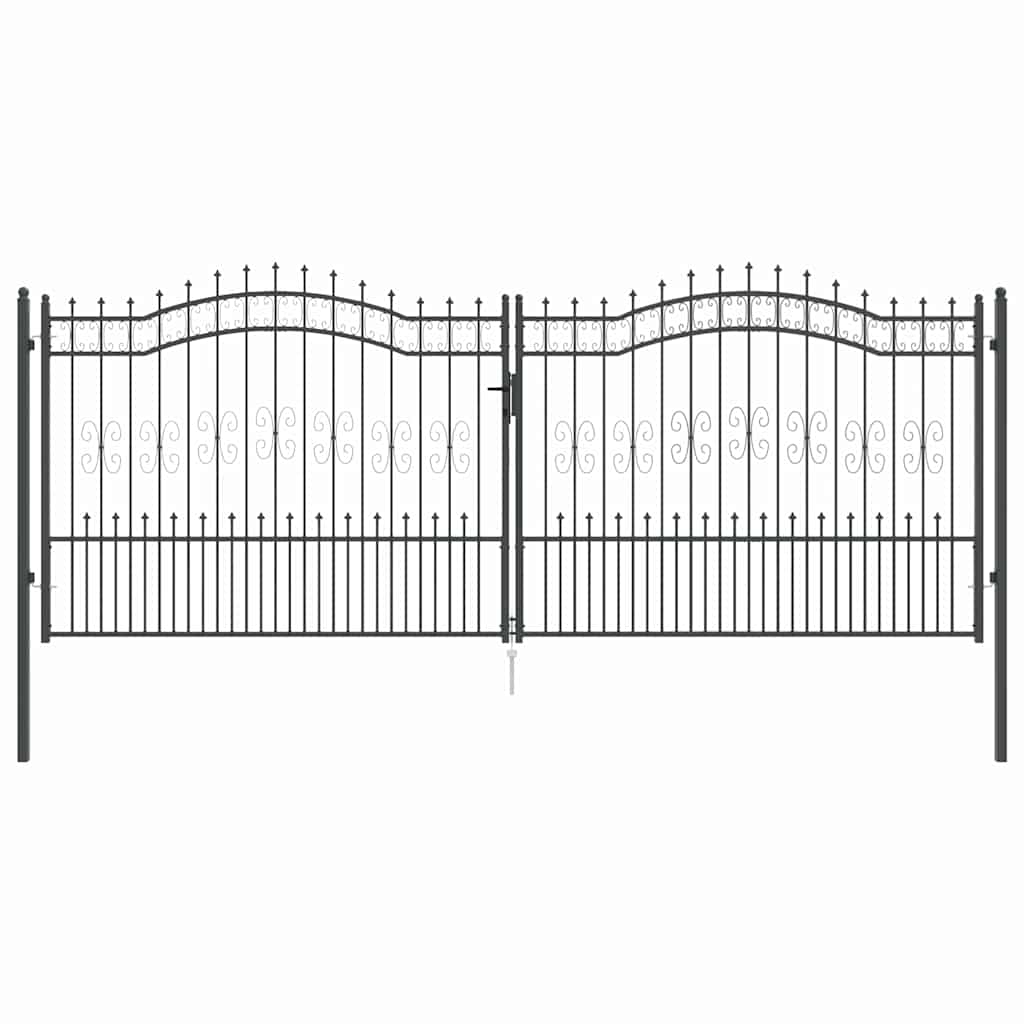 Cancello con Punta a Lancia Grigio 404 x 150 cm Acciaio