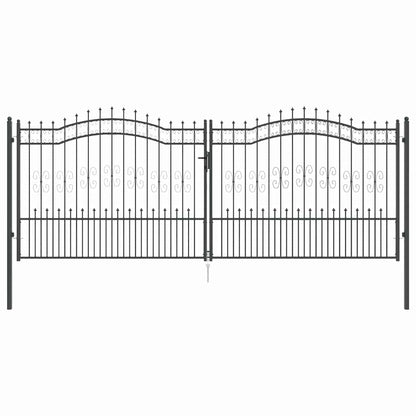 Cancello con Punta a Lancia Grigio 404 x 150 cm Acciaio