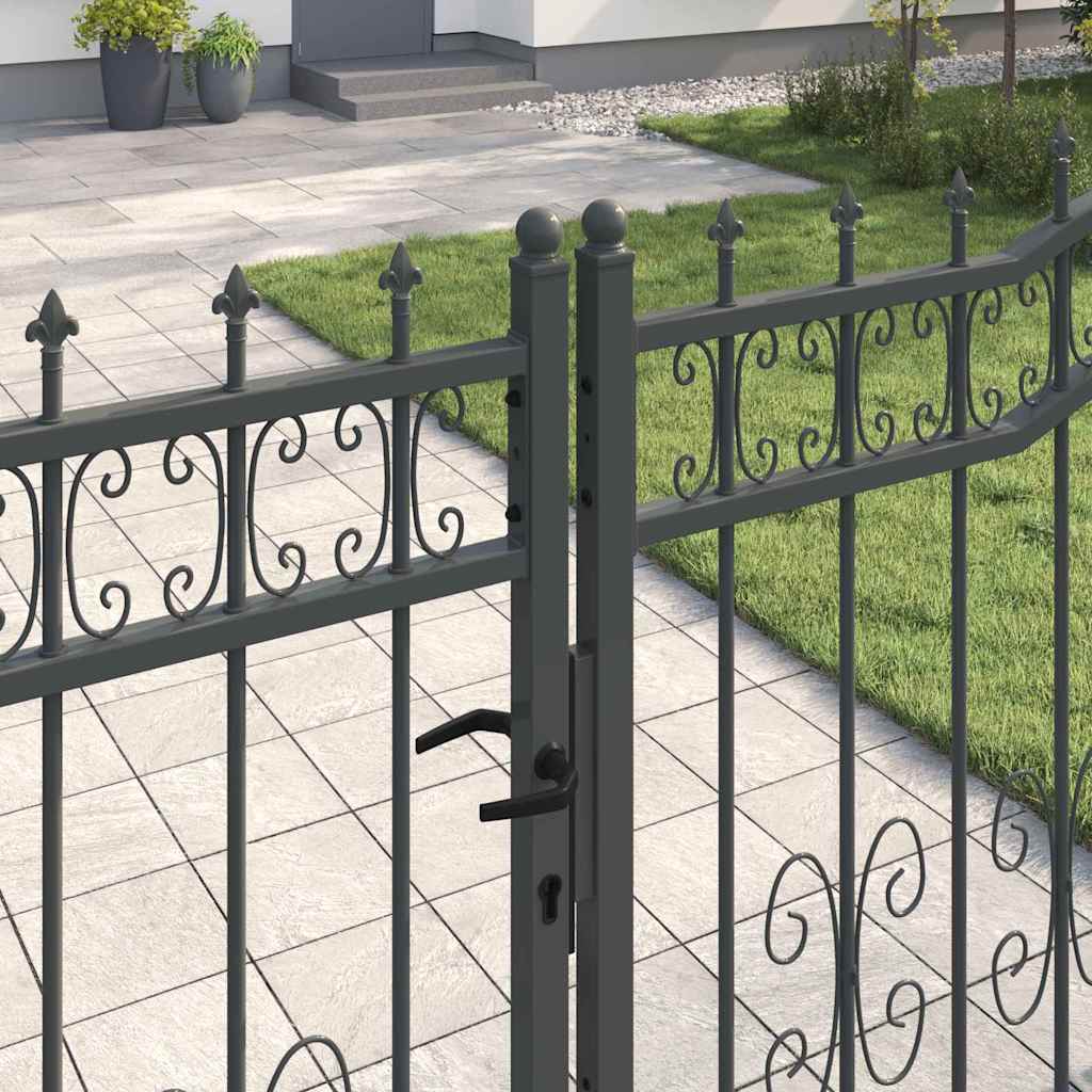 Cancello con Punta a Lancia Grigio 404 x 175 cm Acciaio