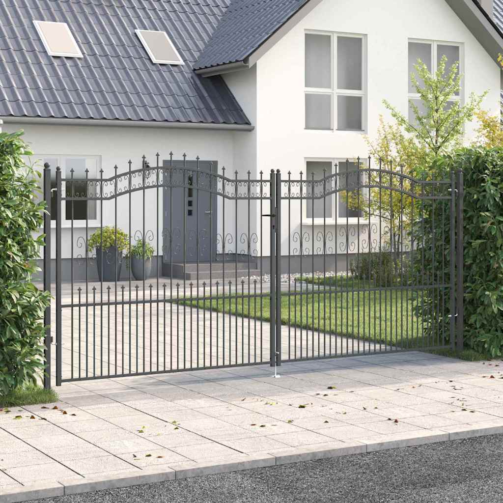 Cancello con Punta a Lancia Grigio 404 x 175 cm Acciaio