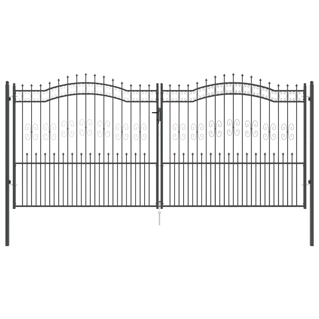 Cancello con Punta a Lancia Grigio 404 x 175 cm Acciaio
