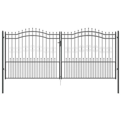 Cancello con Punta a Lancia Grigio 404 x 175 cm Acciaio