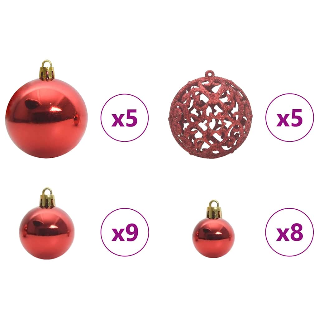 Set di Palle di Natale con 150 LED 61 pcs Rosso Plastica