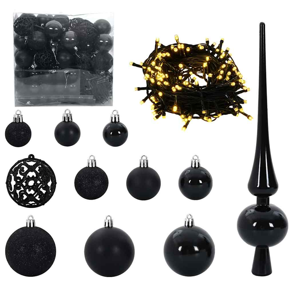 Set di Palle di Natale con 300 LED 120 pcs Nero Plastica