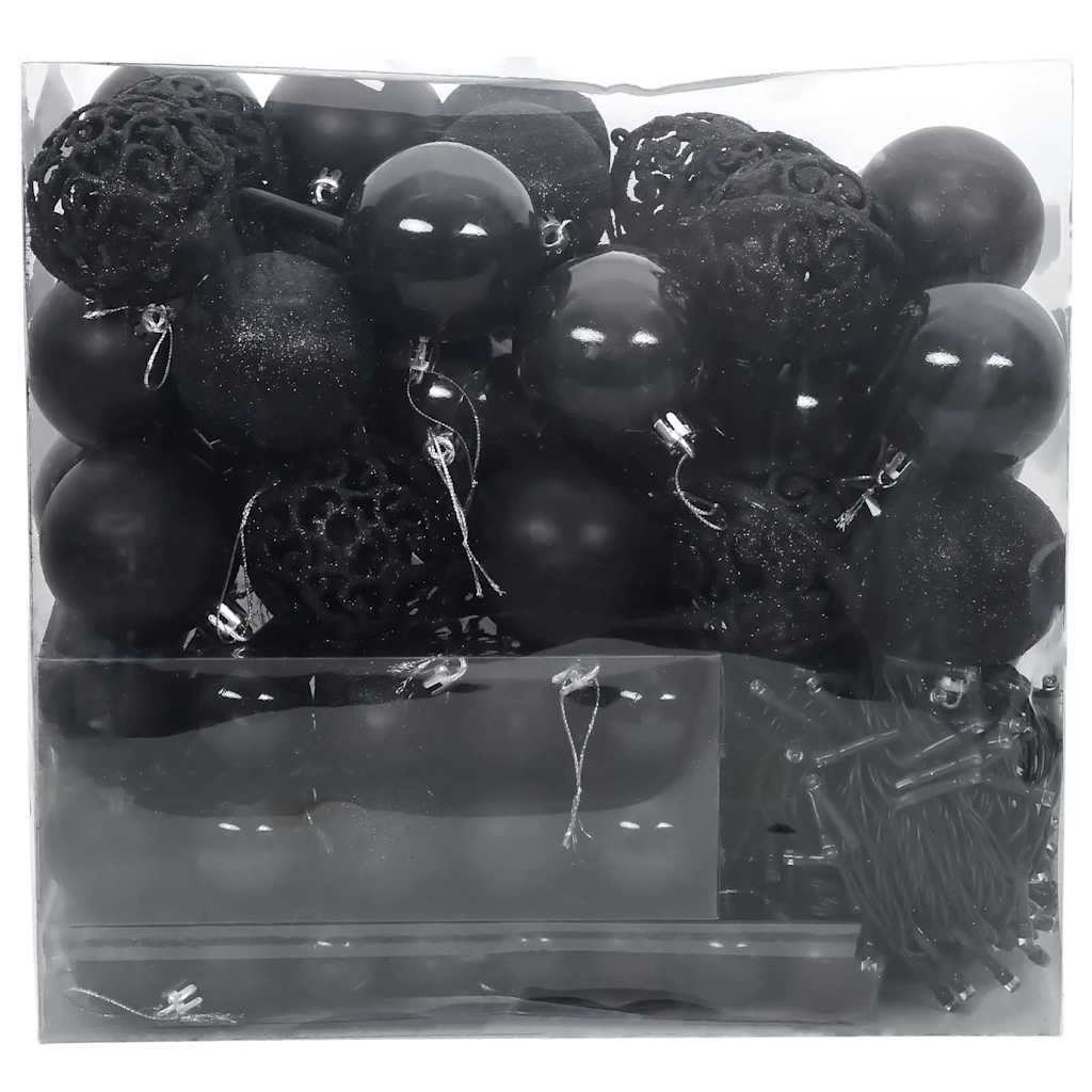 Set di Palle di Natale con 300 LED 120 pcs Nero Plastica