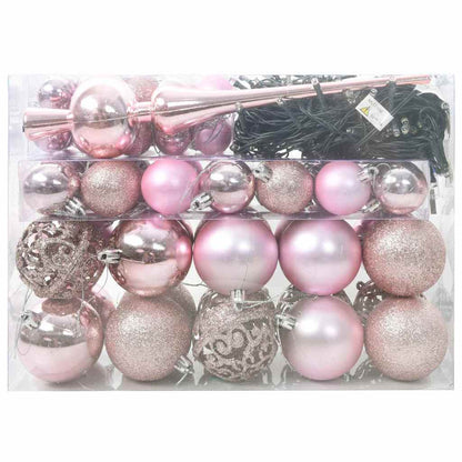 Set di Palle di Natale con 150 LED 61 pcs Rosa Plastica