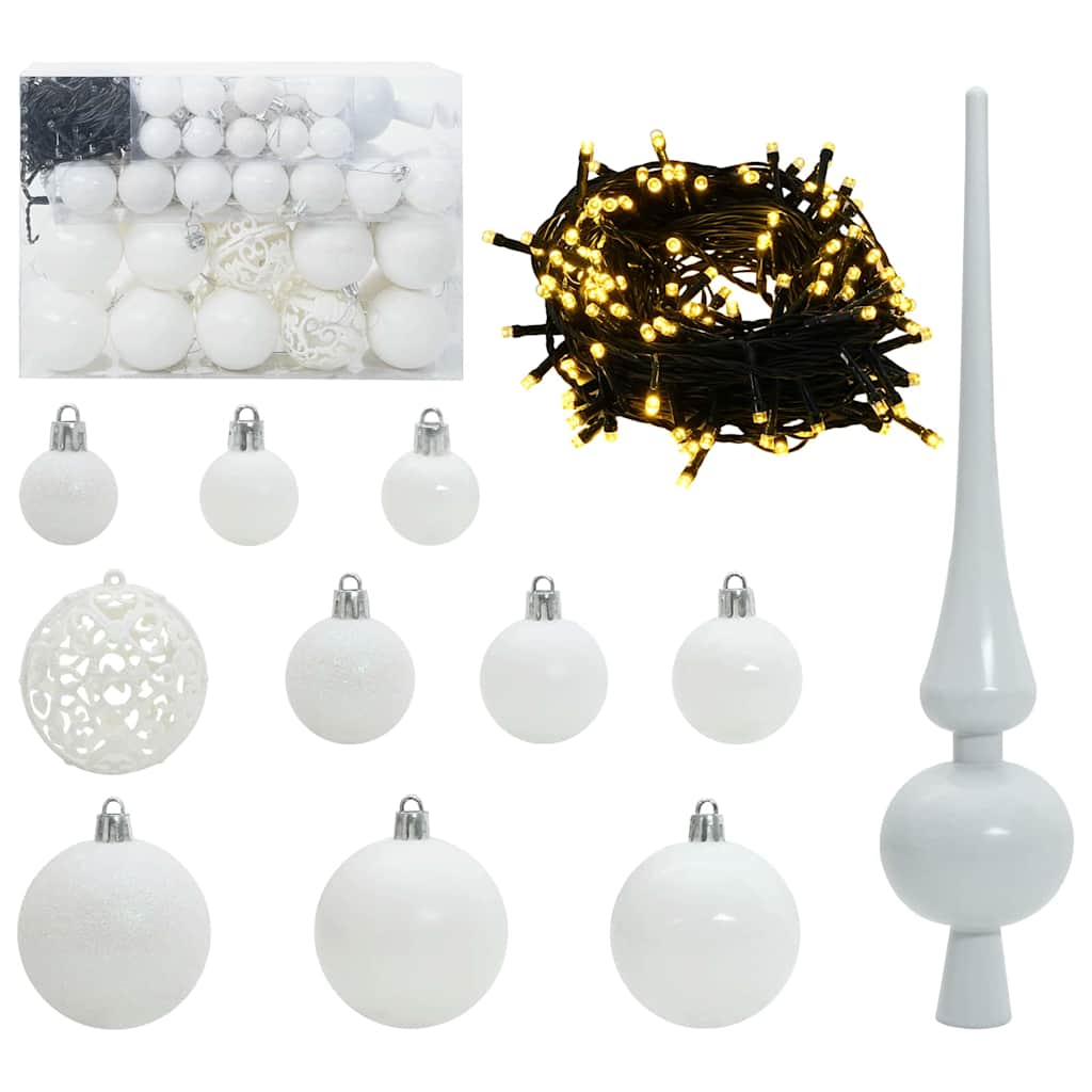 Set di Palle di Natale con 150 LED 61 pcs Bianco Plastica
